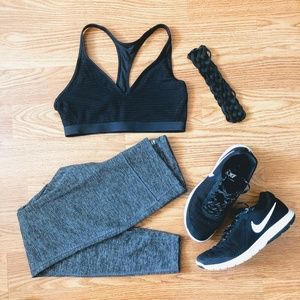 VS Sports Bra and Striped Leggings